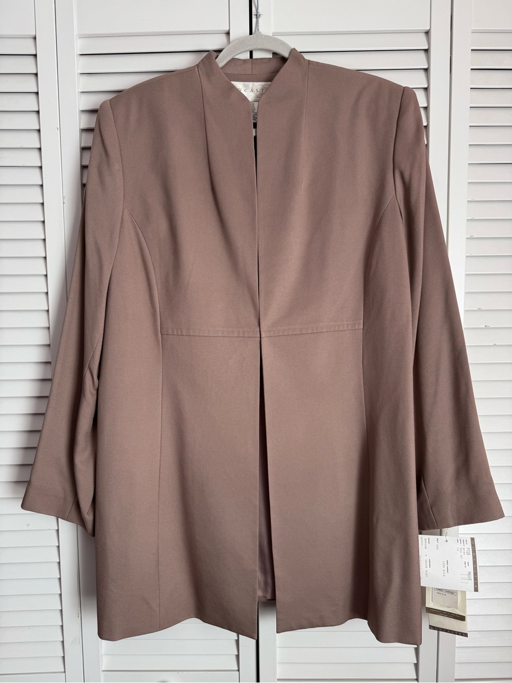 Doncaster Silk Longline Open Front Blazer Jacket Coat Collarless 12/14 NWT